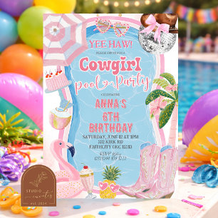 Invitation Fête d'anniversaire Fun Whimsical Cowgirl Girl à l