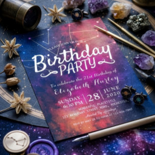 Invitation Fête d'anniversaire Galaxie Étoiles Nébuleuse Cons