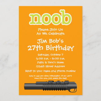Invitation Fête d'anniversaire - Gamer drôle de Noob