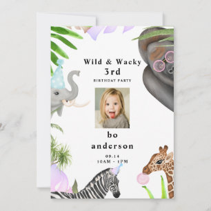 Invitation Fête d'anniversaire garçon 3 ans photo Jungle sauv