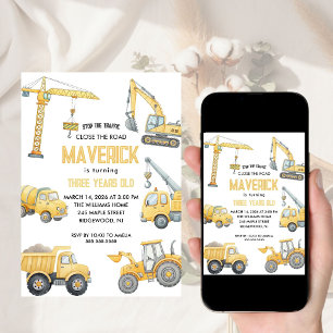 Invitation Fête d'anniversaire garçon construction camion ben