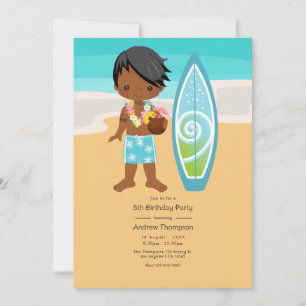 Invitation Fête d'anniversaire garçon Luau Hawaïen