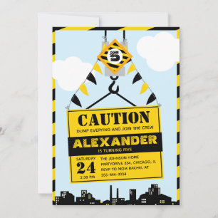 Invitation Fête d'anniversaire garçon Panneau de prudence de 