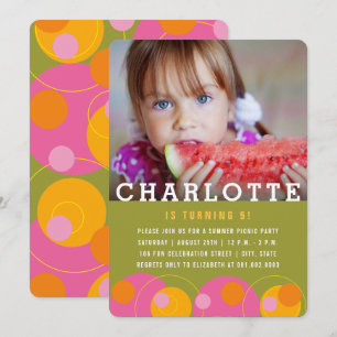 Invitation Fête d'anniversaire garçon photo bulles roses poin