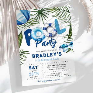 Invitation Fête d'anniversaire garçon piscine d'été
