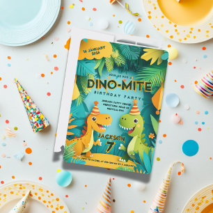 Invitation Fête d'anniversaire garçon thème dinosaure Dino-Mi