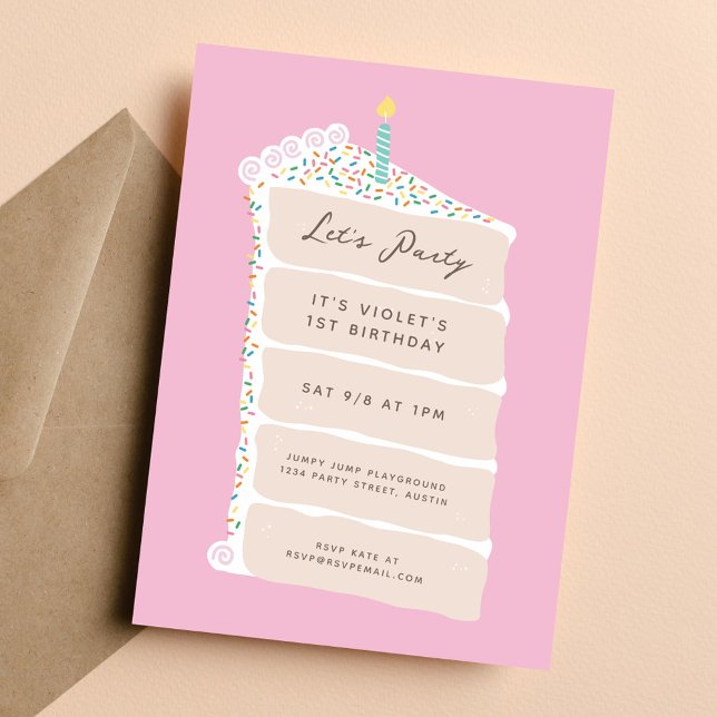 Invitation Fête d'anniversaire gâteau à la vanille (Créateur téléchargé)