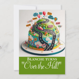 INVITATION FÊTE D'ANNIVERSAIRE GÂTEAU CUTE OVER THE HILL