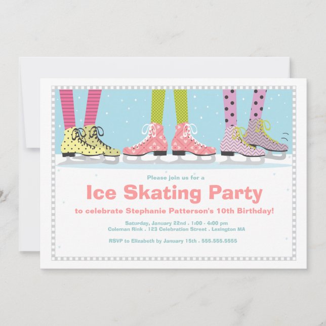 Invitation Fête d'anniversaire géniale de patinage de glace (Devant)