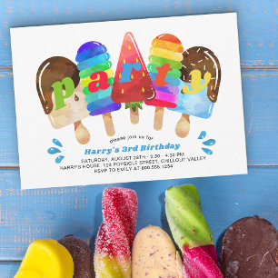 Invitation Fête d'anniversaire glace à l'eau Tout âge Garçons