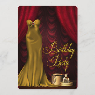Invitation Fête d'anniversaire glamour rubis rouge pour femme