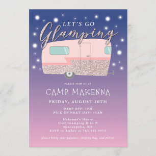 Invitation Fête d'Anniversaire Glamping Bedazzzed