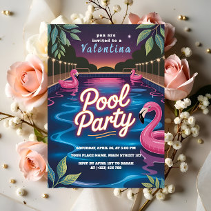 Invitation Fête d'anniversaire Glow Night Pool Party