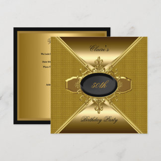 Invitation Fête d'anniversaire Gold On Gold Black 50 ans 3