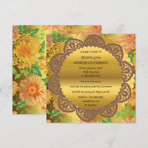 Invitation Fête d'anniversaire Golden Floral Ornement Royal