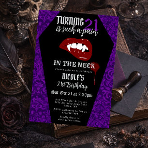 Invitation Fête d'anniversaire gothique drôle d'horreur vampi