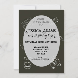 Invitation Fête d'anniversaire gothique fantaisiste sorcière 