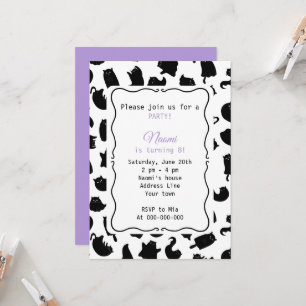 Invitation Fête d'anniversaire gothique pour chat pour enfant