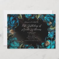 Fête d'anniversaire gothique Roses Turquoise Crâne