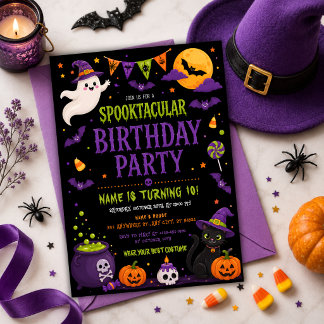 Invitation Fête d'anniversaire Halloween Enfants Fantômes Mig