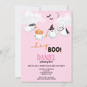 Invitation Fête d'anniversaire Halloween Fantôme Hey Boo