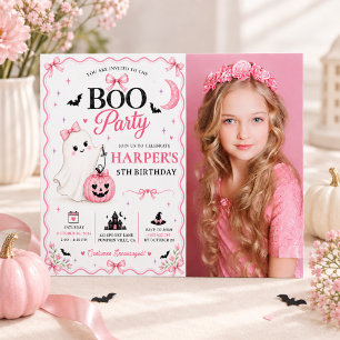 Invitation Fête d'anniversaire Halloween Fantôme Rose Photo
