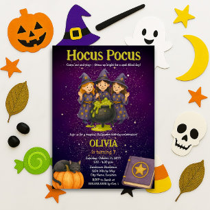 Invitation Fête d'anniversaire Halloween Hocus Pocus