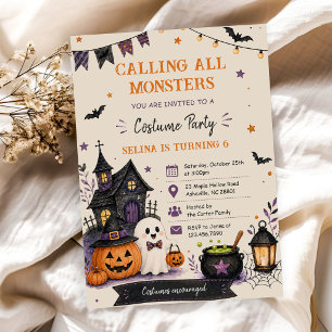 Invitation Fête d'anniversaire Halloween pour tous les monstr