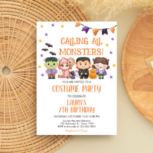 Invitation Fête d'anniversaire Halloween pour tous les monstr