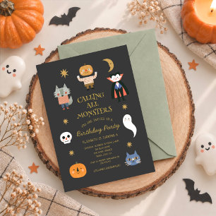 Invitation Fête d'anniversaire Halloween pour tous les monstr