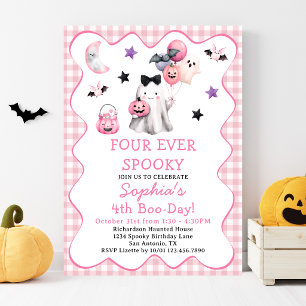 Invitation Fête d'anniversaire Halloween Quatre ans pour fill