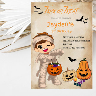 Invitation Fête d'anniversaire Halloween Trick or Treat pour