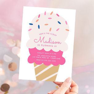 Invitation Fête d'anniversaire Here's The Scoop Ice Cream