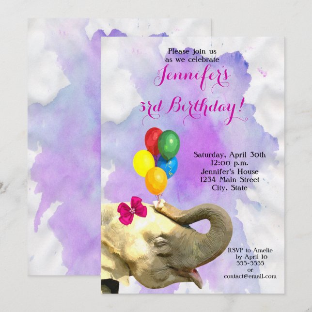 Invitation Fête d'anniversaire heureuse d'une fille neutre an (Devant / Derrière)