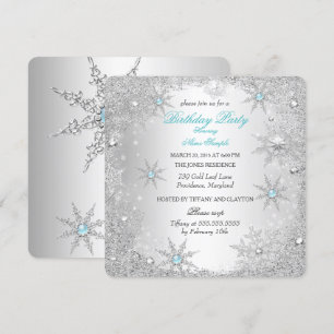 Invitation Fête d'anniversaire hivernale de rêve couleur sarc