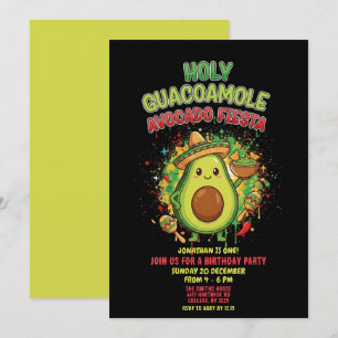 Invitation Fête d'anniversaire Holy Guacamole Avocat pour enf