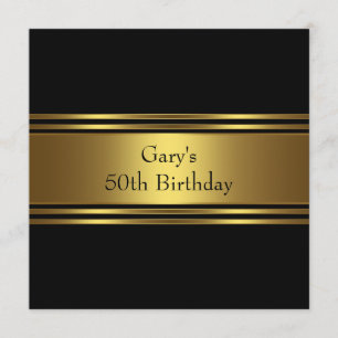 Invitation Fête d'anniversaire homme rayure noire or