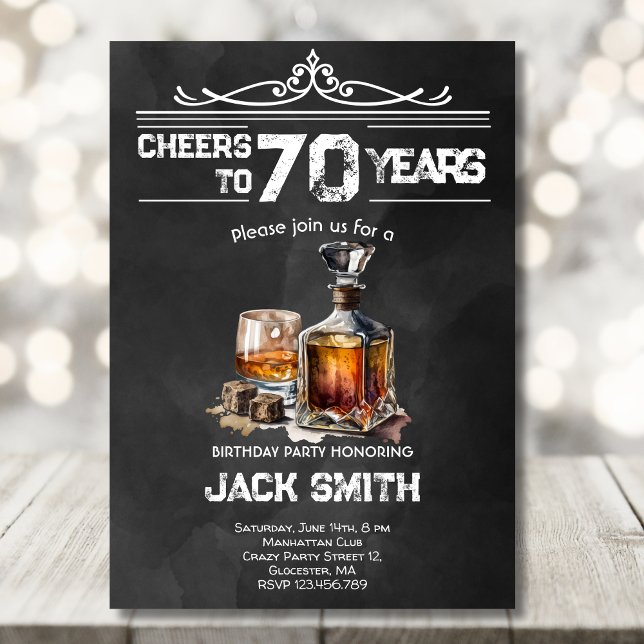 Invitation Fête d'anniversaire homme sage et whisky (Créateur téléchargé)
