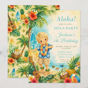 Invitation Fête d'anniversaire Hula
