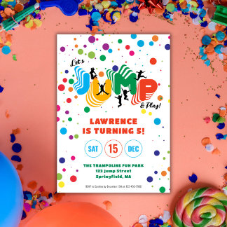 Invitation Fête d'anniversaire Jump Play Trampoline Park pour