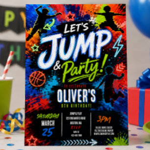 Invitation Fête d'anniversaire Jump Trampoline