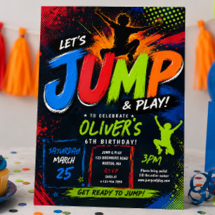 Invitation Fête d'anniversaire Jump Trampoline