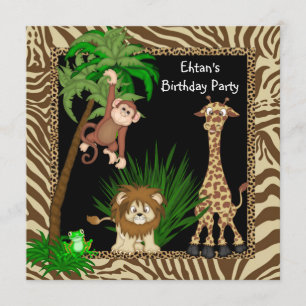 Invitation Fête d'anniversaire Jungle Safari pour garçons