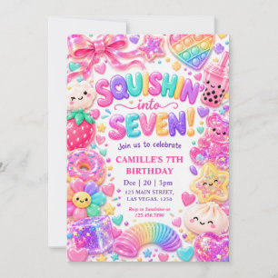 Invitation Fête d'anniversaire Kawaii Colorée et Douce pour S
