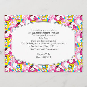 Invitation Fête d'anniversaire Kawaii Crème de glace Uber mig