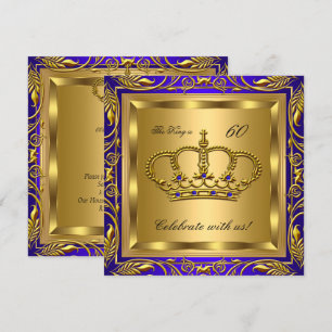 Invitation Fête d'anniversaire King ou Queen Royal Blue Gold