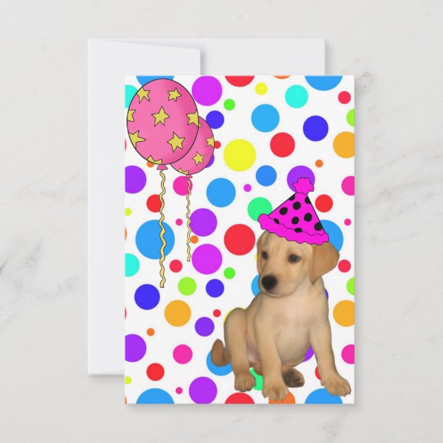 Invitation Fête d'anniversaire Labrador Puppy Spots Ballons (Devant)