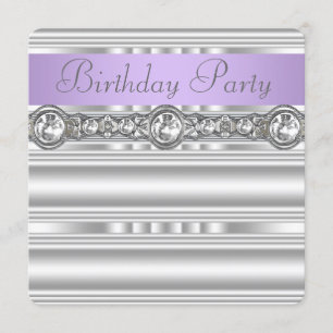 Invitation Fête d'anniversaire lavande violet Diamants Argent