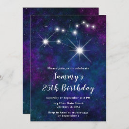 Invitation Fête d'anniversaire Leo Zodiac Constellation