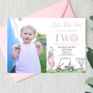 Invitation Fête d'anniversaire Let's Par-Tee Pink Golf Photo 